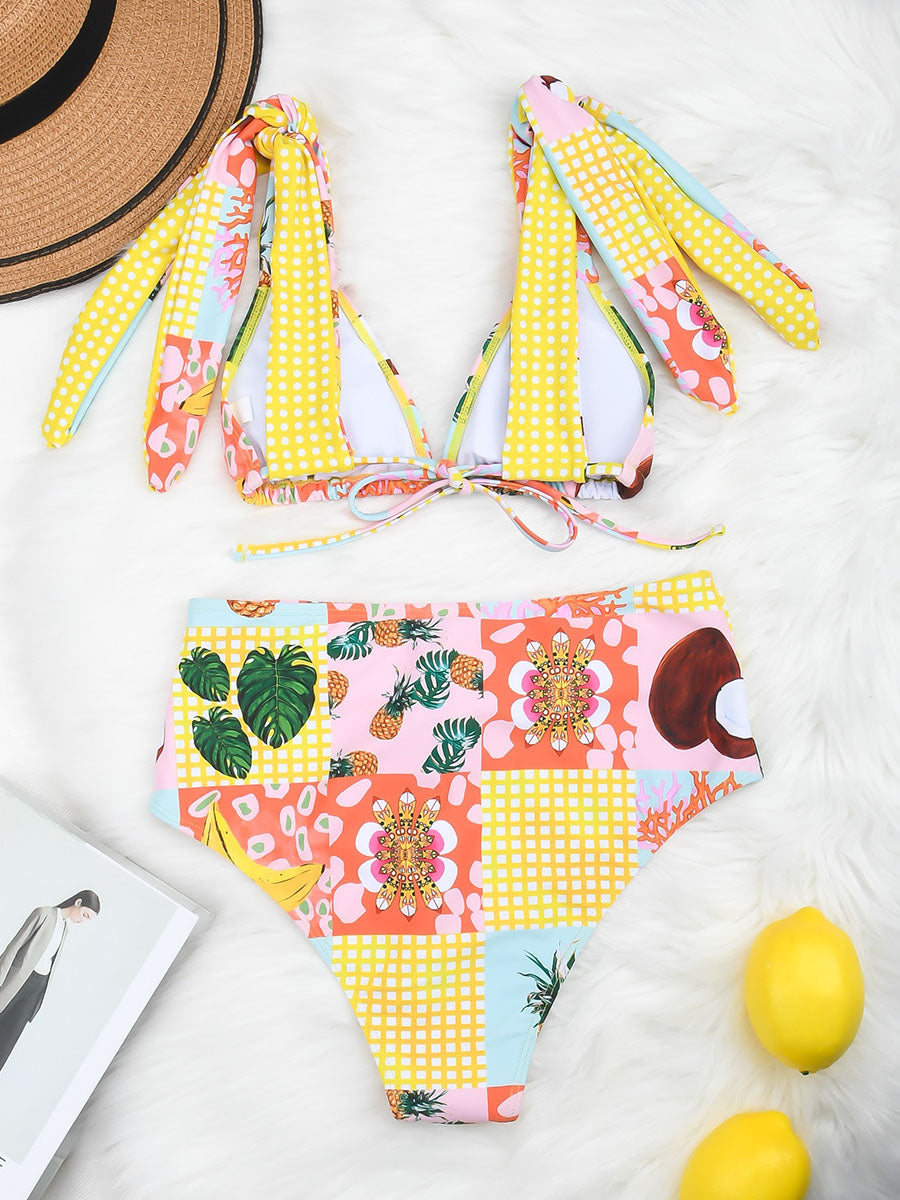 Summer Mood Gingham Triangle Bikini Top