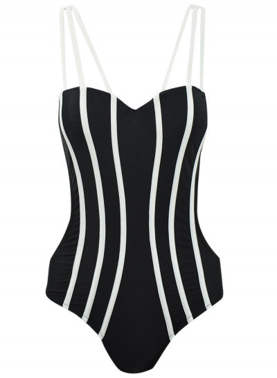 Contrast White Striped One Piece Swimsuit – INXCY