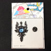 MP0102 - Blue Crystal Gem Black Sword Metal Pin Badge