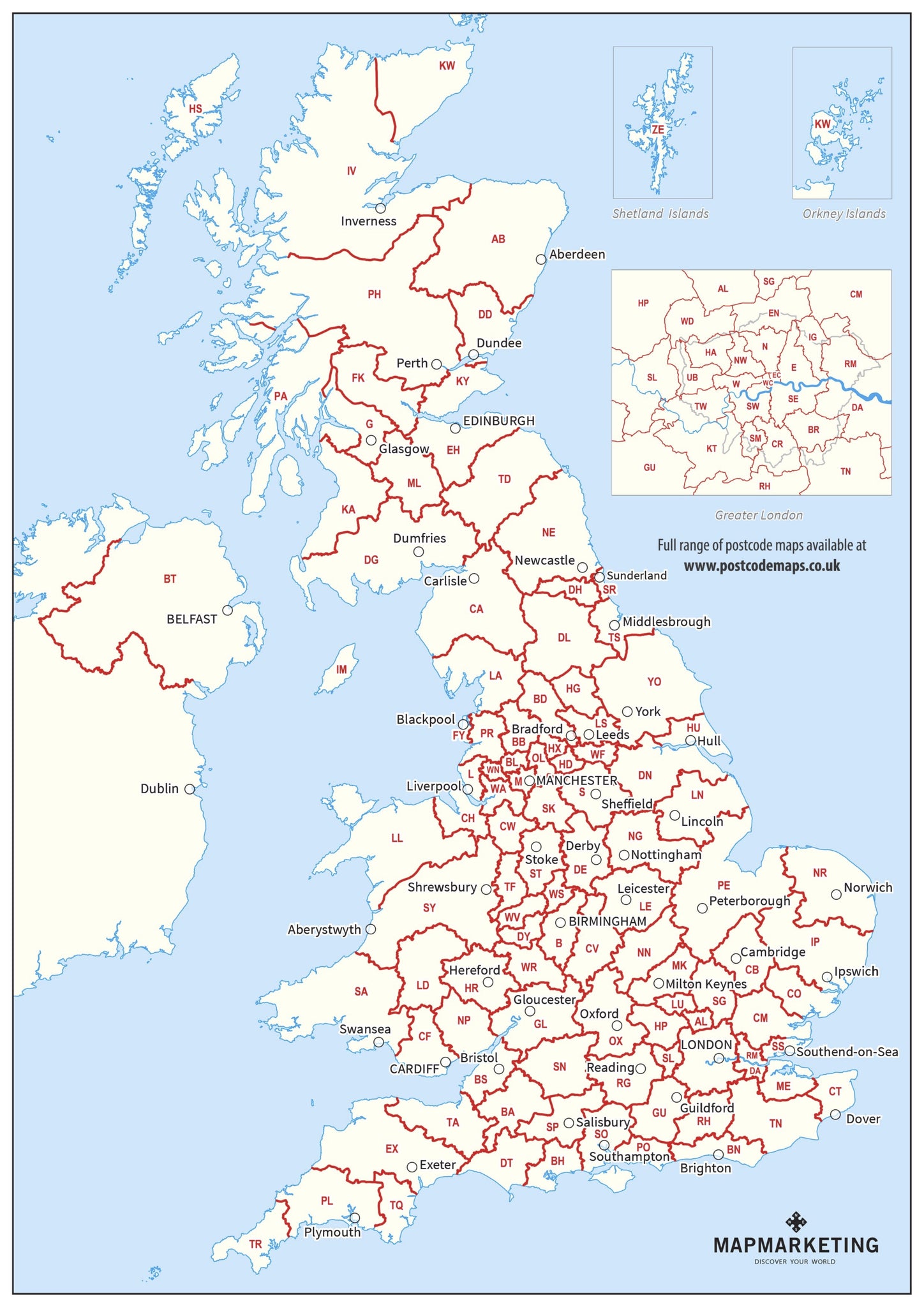 Free Postcode Wall Maps: Area, Districts & Sector Postcode Maps – Map ...