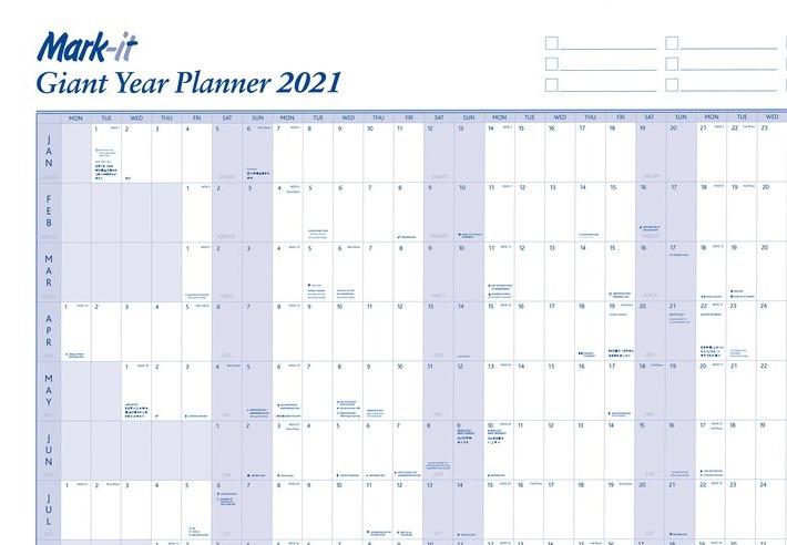 Giant 2021 Year Wall Planner Free Accessory Kit Map Marketing
