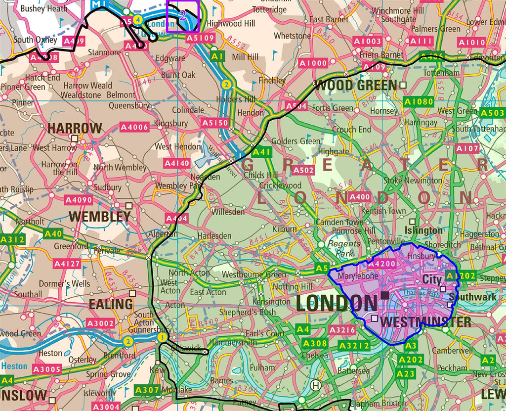 2021 London Low Emission Zone Wall Map (LEZ and ULEZ)