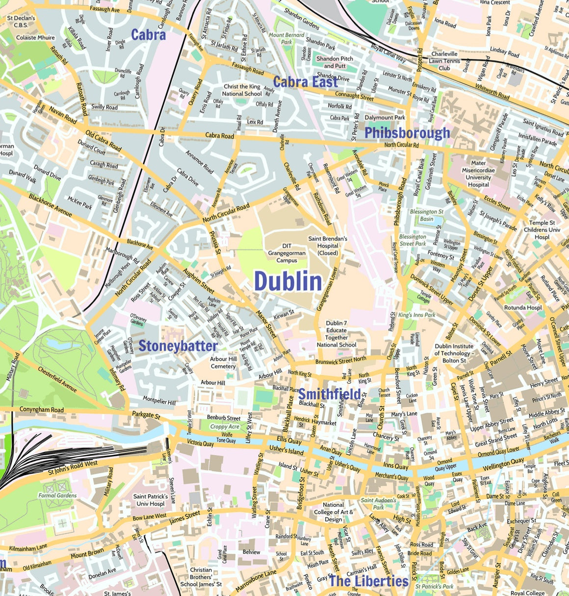 map of dublin ireland Dublin City Map Laminated Wall Map Of Dublin Ireland