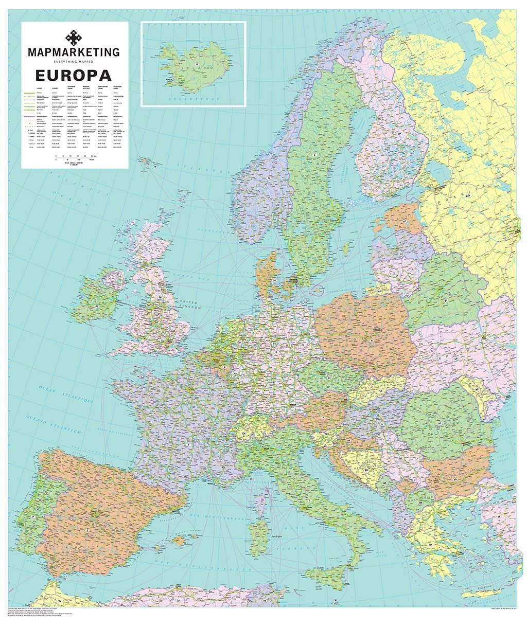 Europa Political Wall Map Of Europe