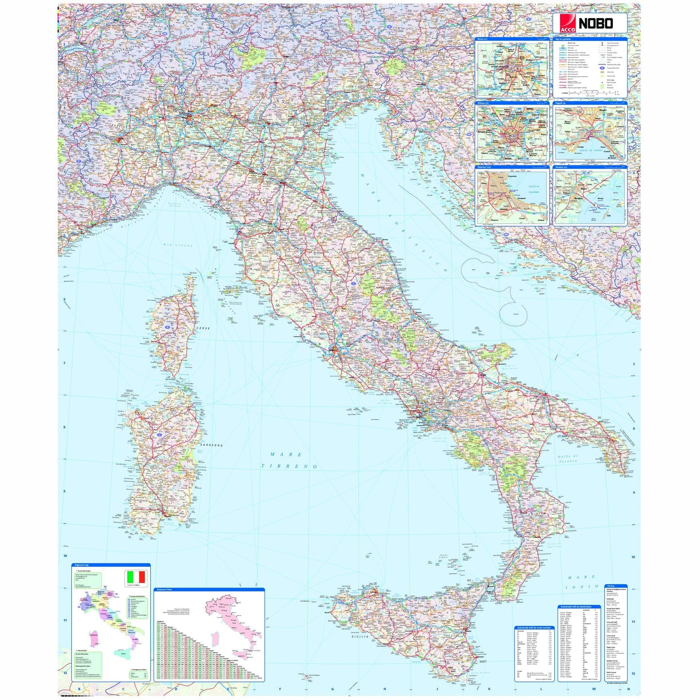 Italian Political Wall Map - Italy Map
