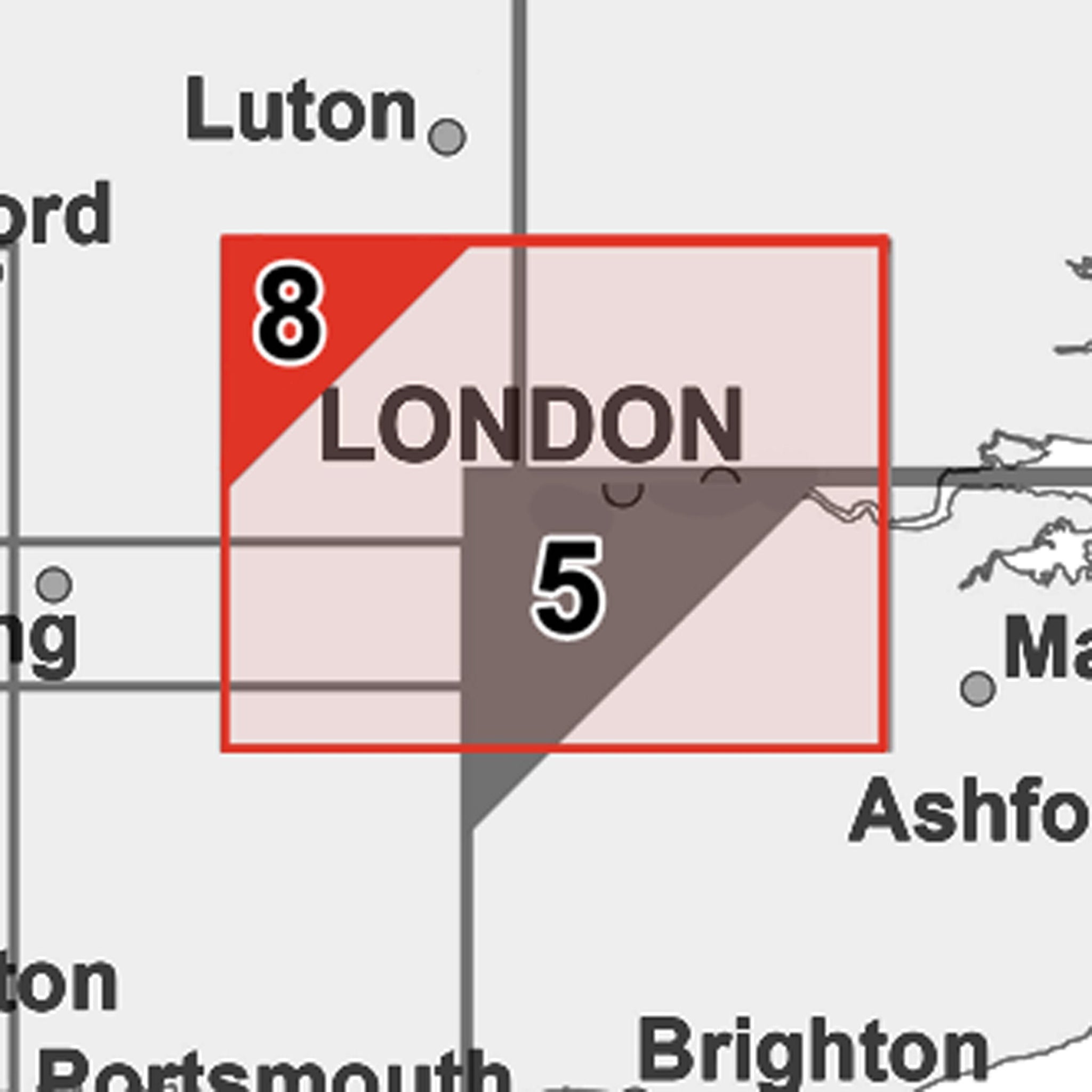 London and the M25 Postcode Wall Map - Sector Map 8