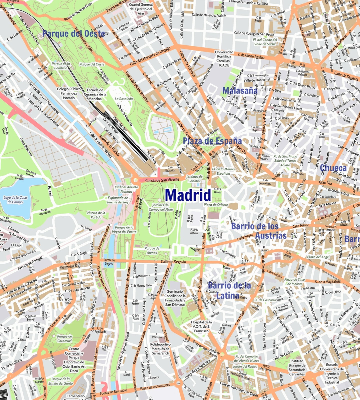 Wall Maps Madrid City Map Laminated Wall Map 5384