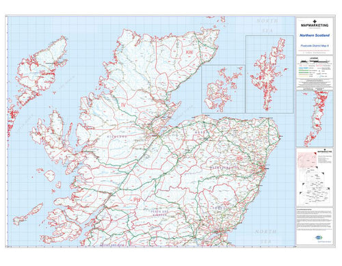 Wall Maps - Northern Scotland (Uist, Orkney And Shetland) Postcode Map ...
