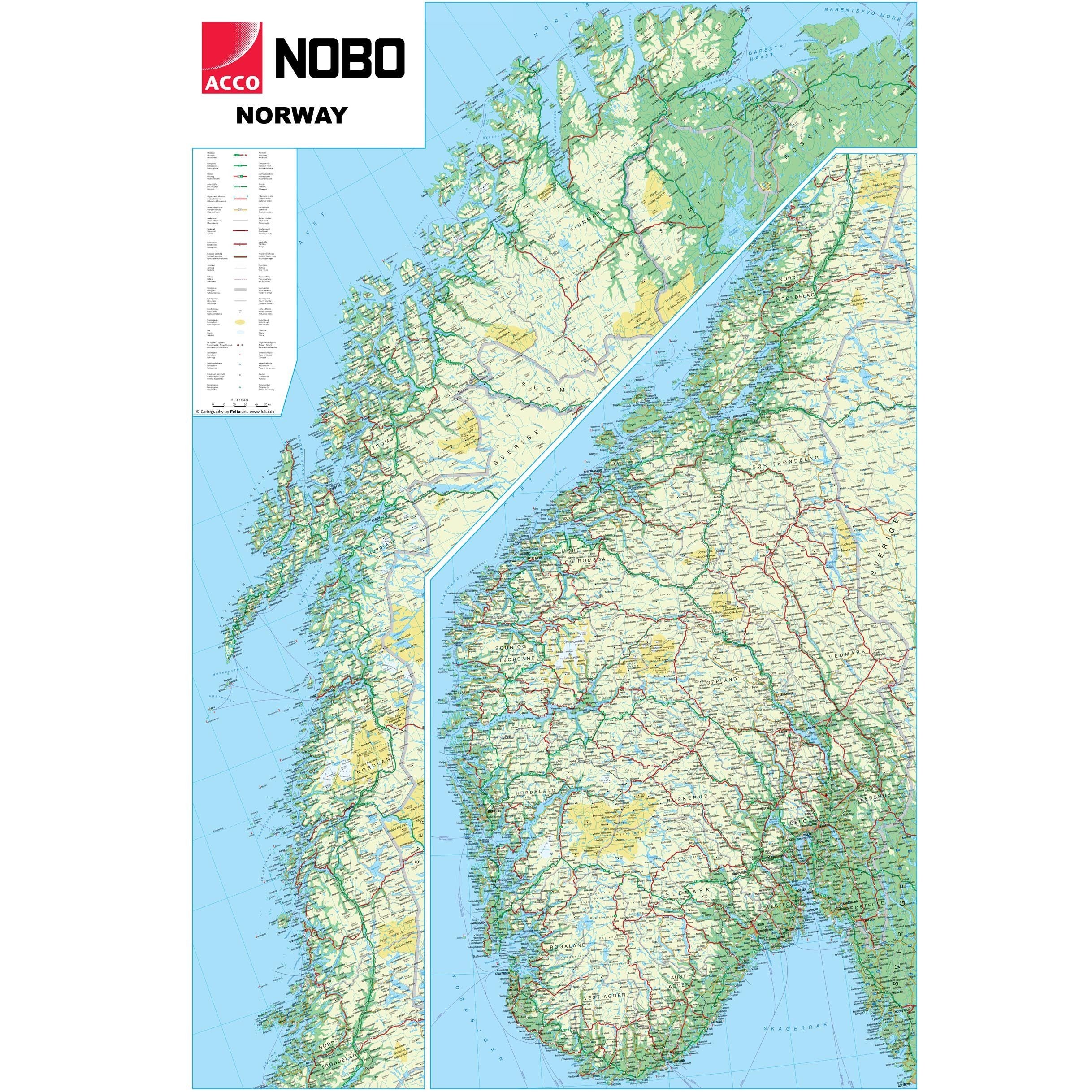 Norway Political Wall Map