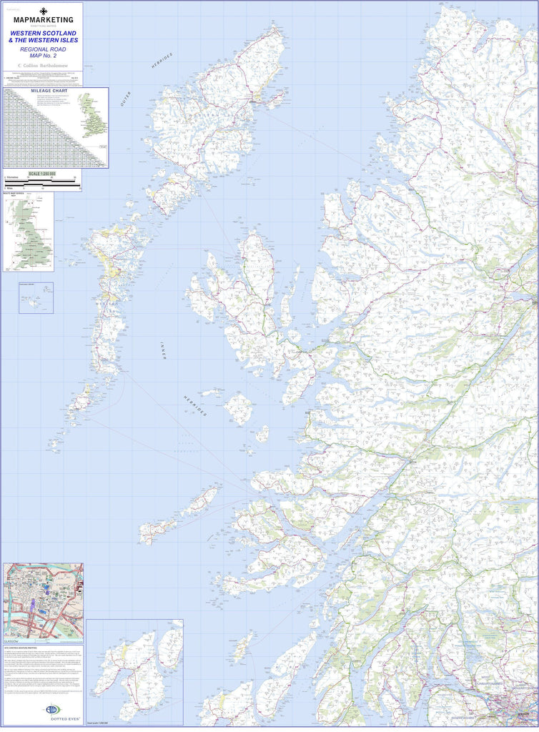 wall-maps-western-scotland-and-western-isles-regional-road-map-wall-map ...