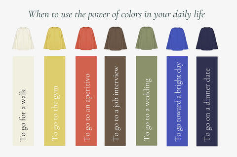 An infographic associating women capes colors with one's daily routine