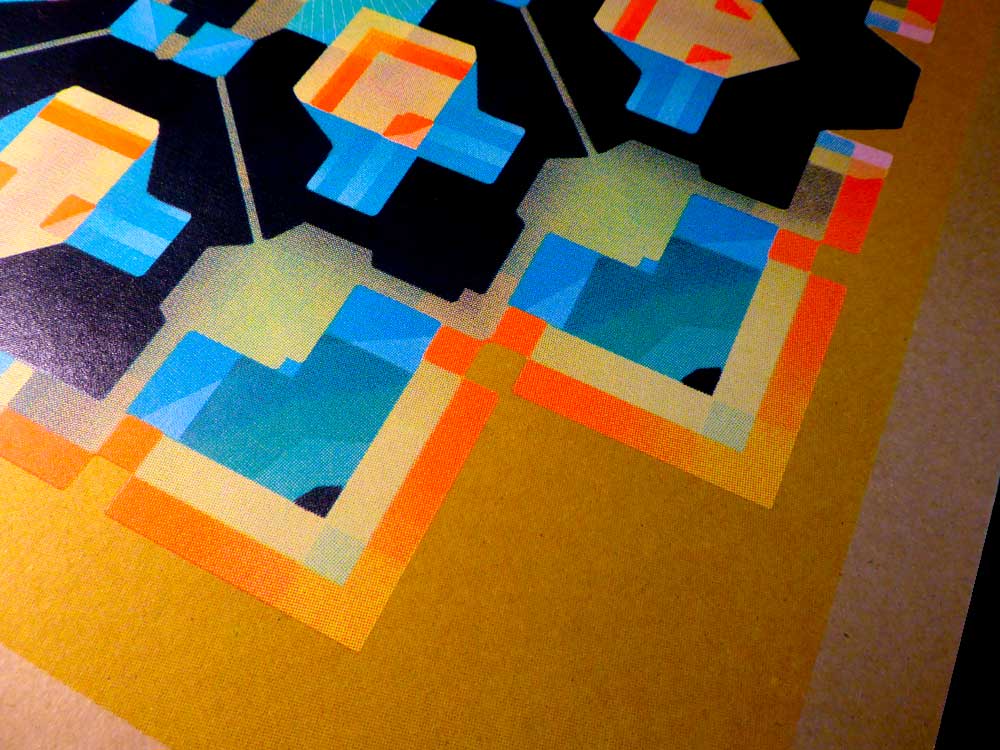 gold - black - blue - mandala abstract art print detail close up