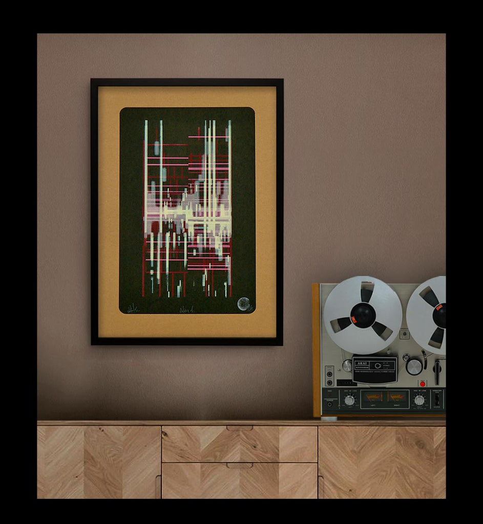 black mondrian style abstract art print