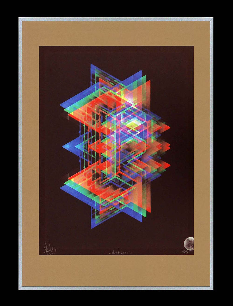 abstract geometric themed art print made by hand using a full colour silkscreen print process