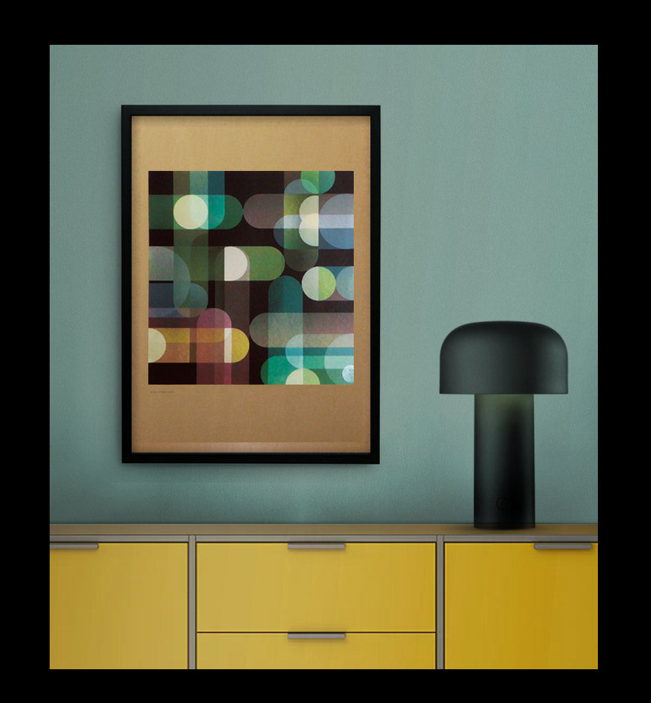 modern geometric theme abstract art print made with the silkscreen print process