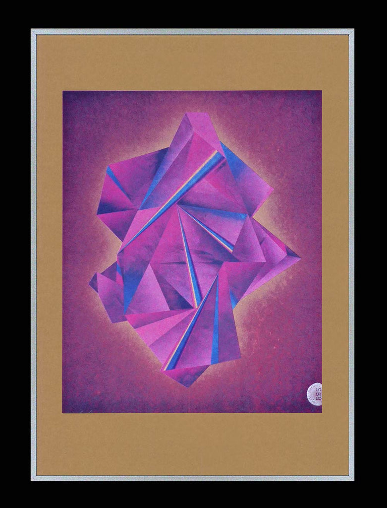 cerise and pink abstract geometric art print made by hand with the silkscreen process