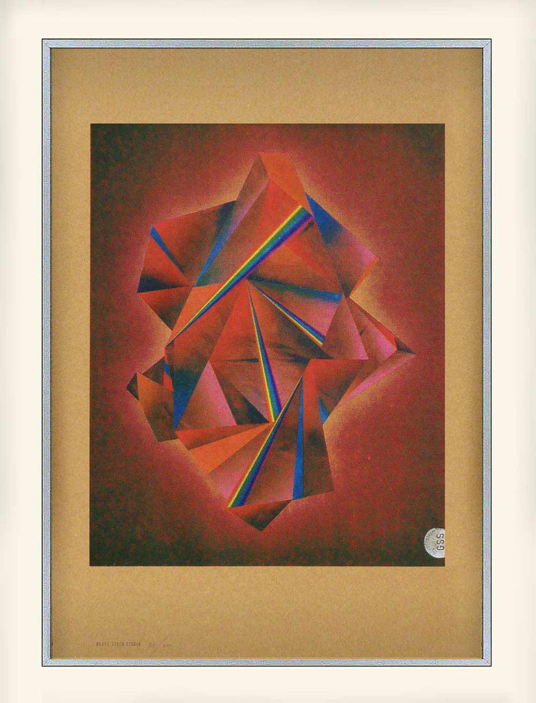 Red geometric theme abstract art print