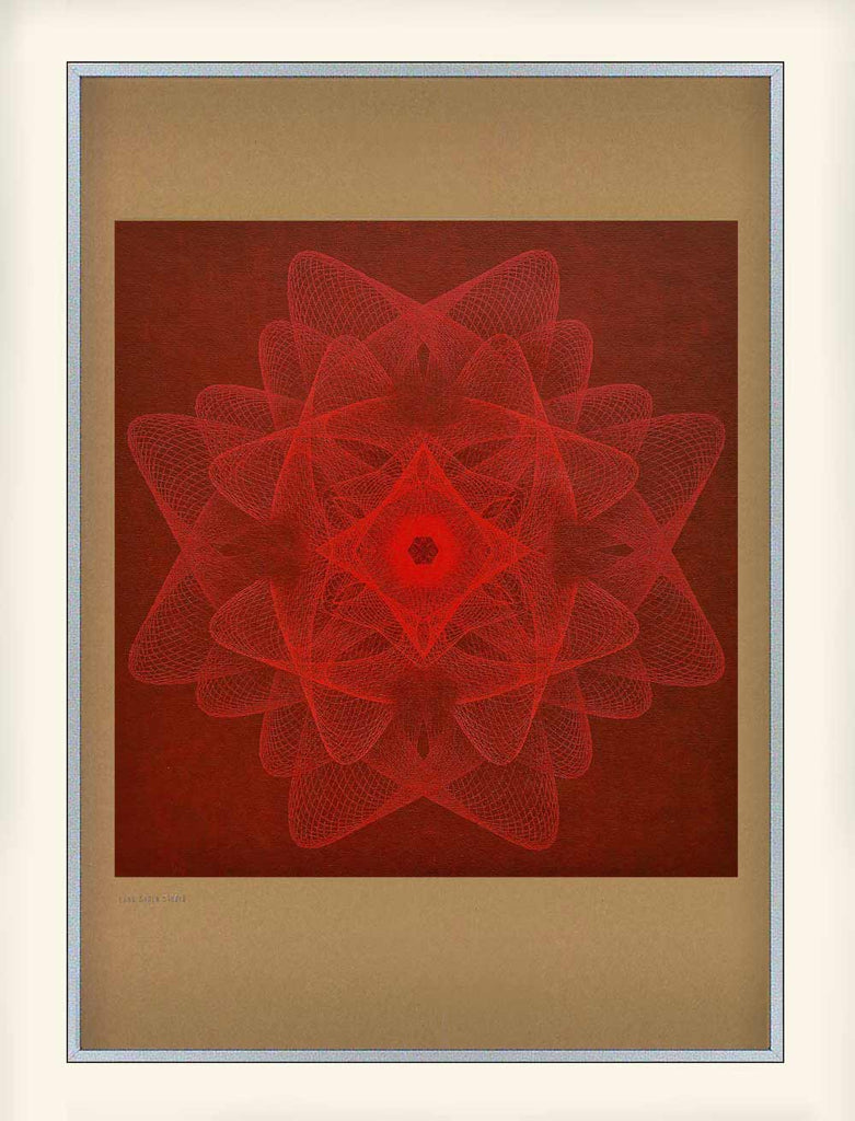 red geometric theme abstract art print