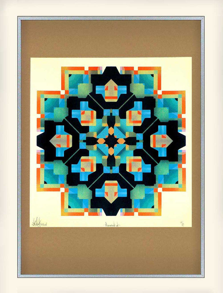 cream geometric abstract art print