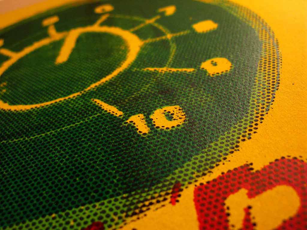 halftone space echo detail and cut up typoggraphy on this dub reggae theme print release