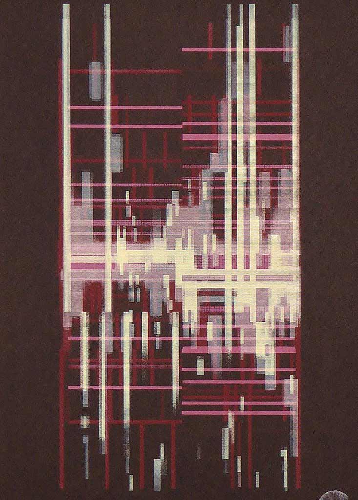 black - pink - cream - abstract art print