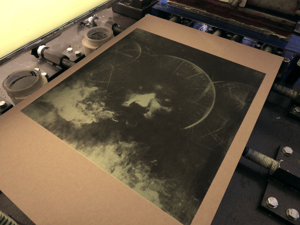 dreadzone dreadtimes album cover artwork about to be printed using the silkscreen print process