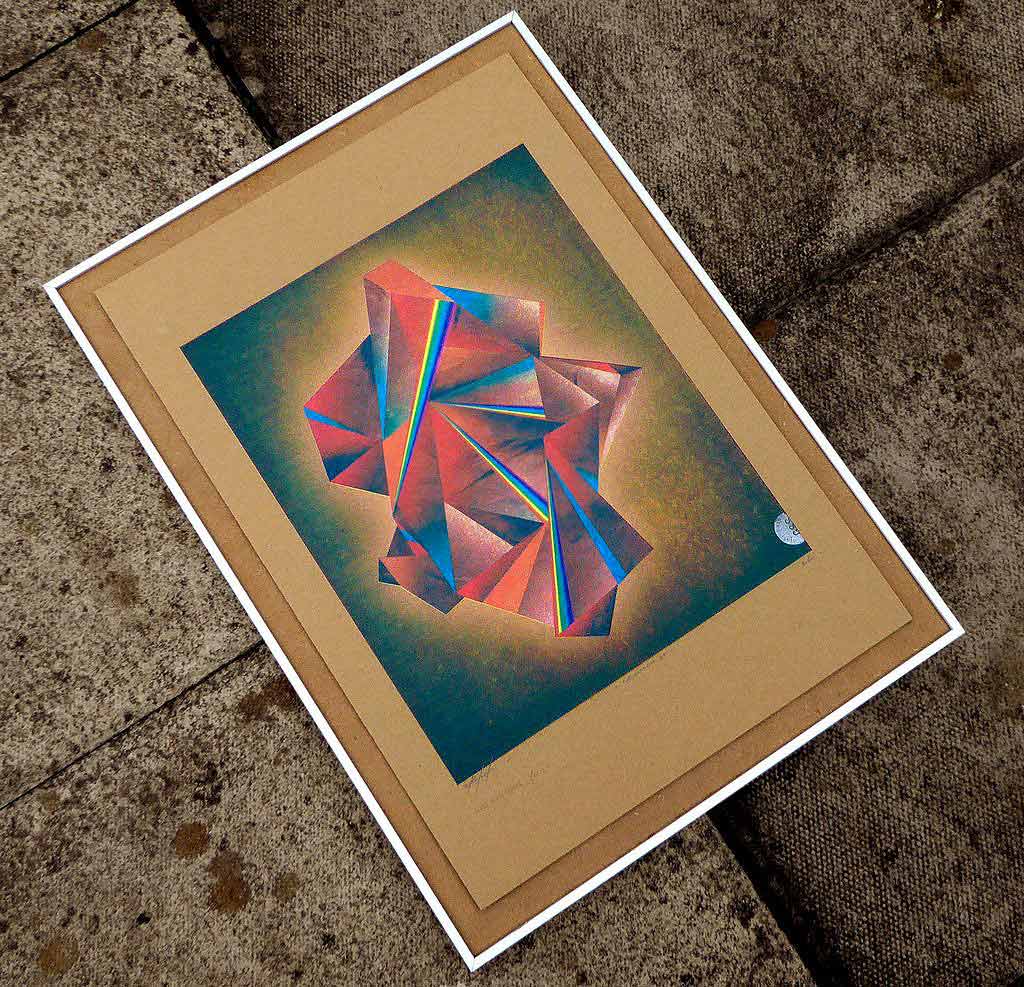 framed abstract art print made with a full colour silkscreen process