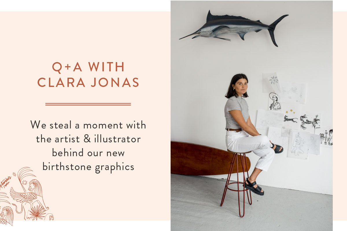 Q&A with Clara Jonas. Artist Clara Jonas sits on a bar stool with a sword fix