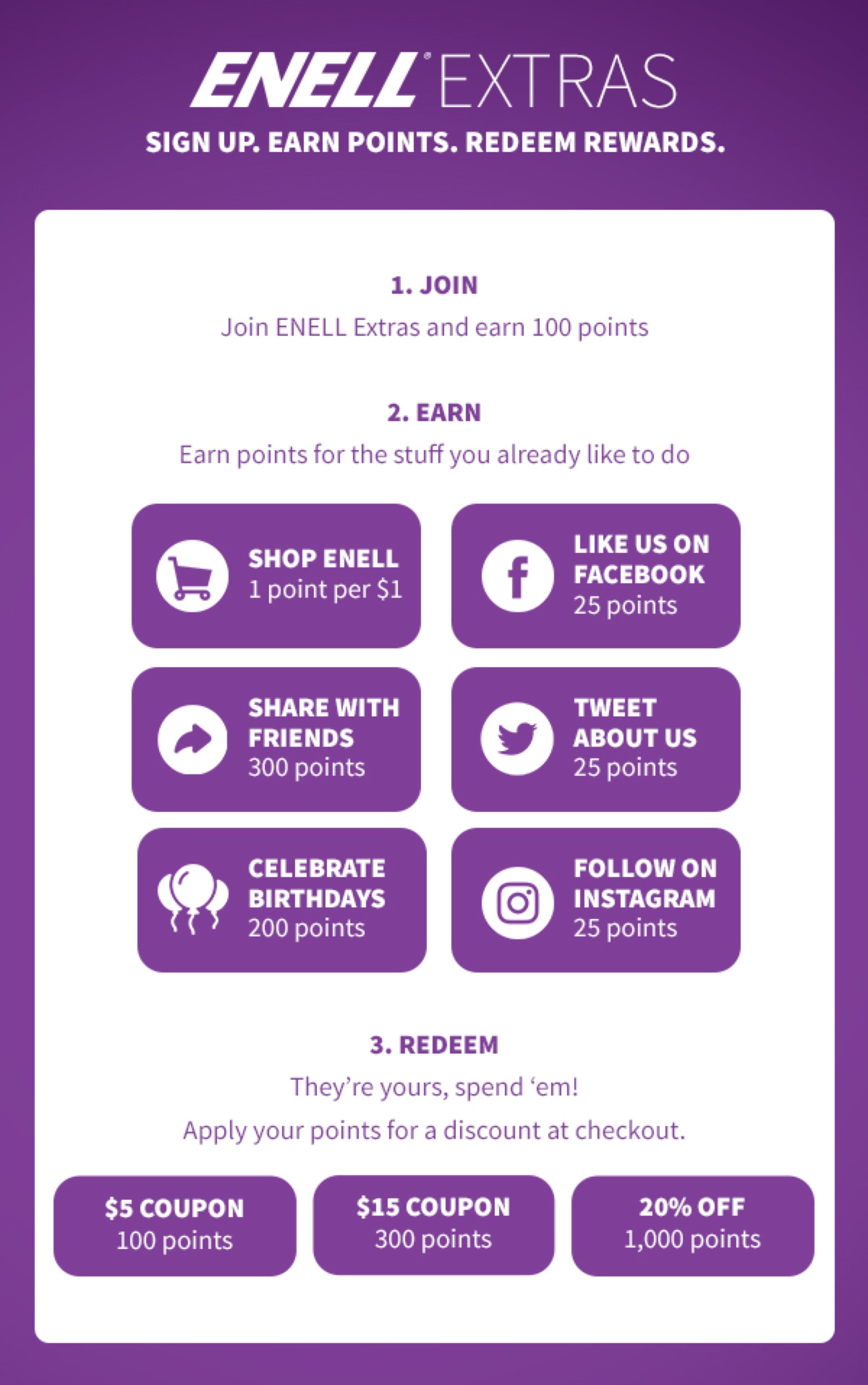 Enell Extras Rewards Program