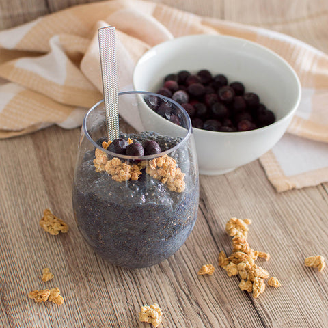 Overnight blueberry chia seed pudding