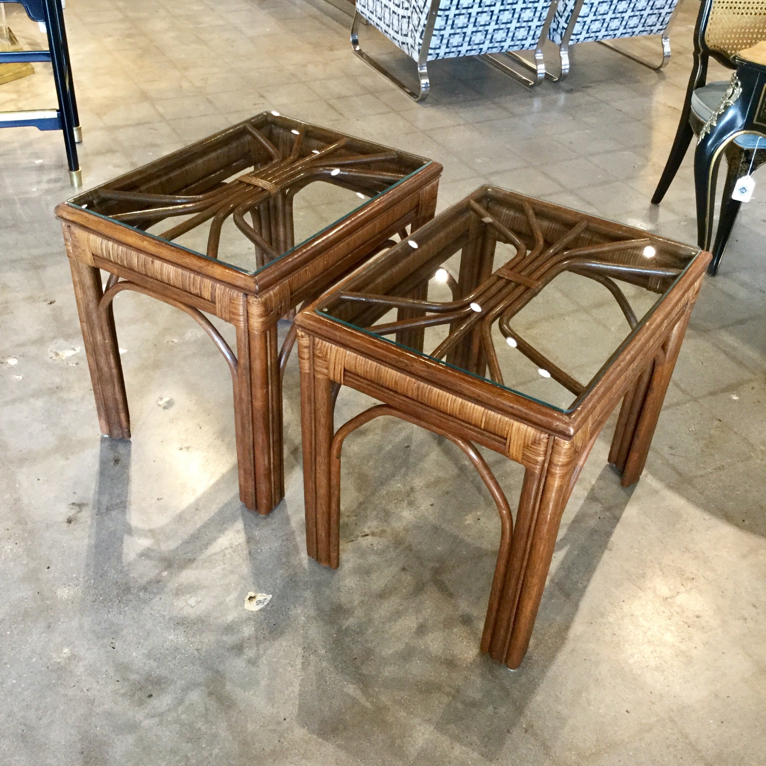 mid century rattan table