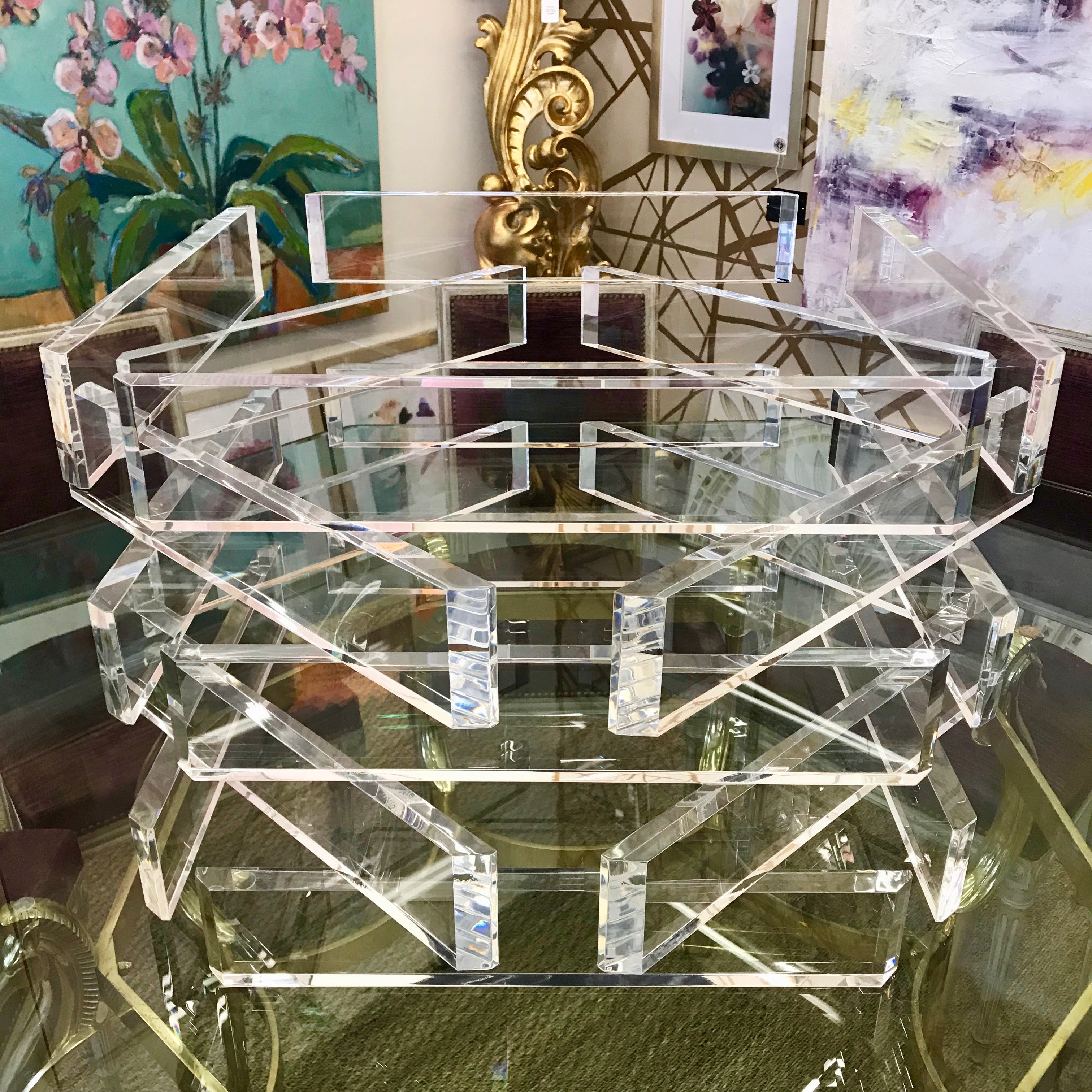 Stacked Lucite Coffee Table Base Park Eighth
