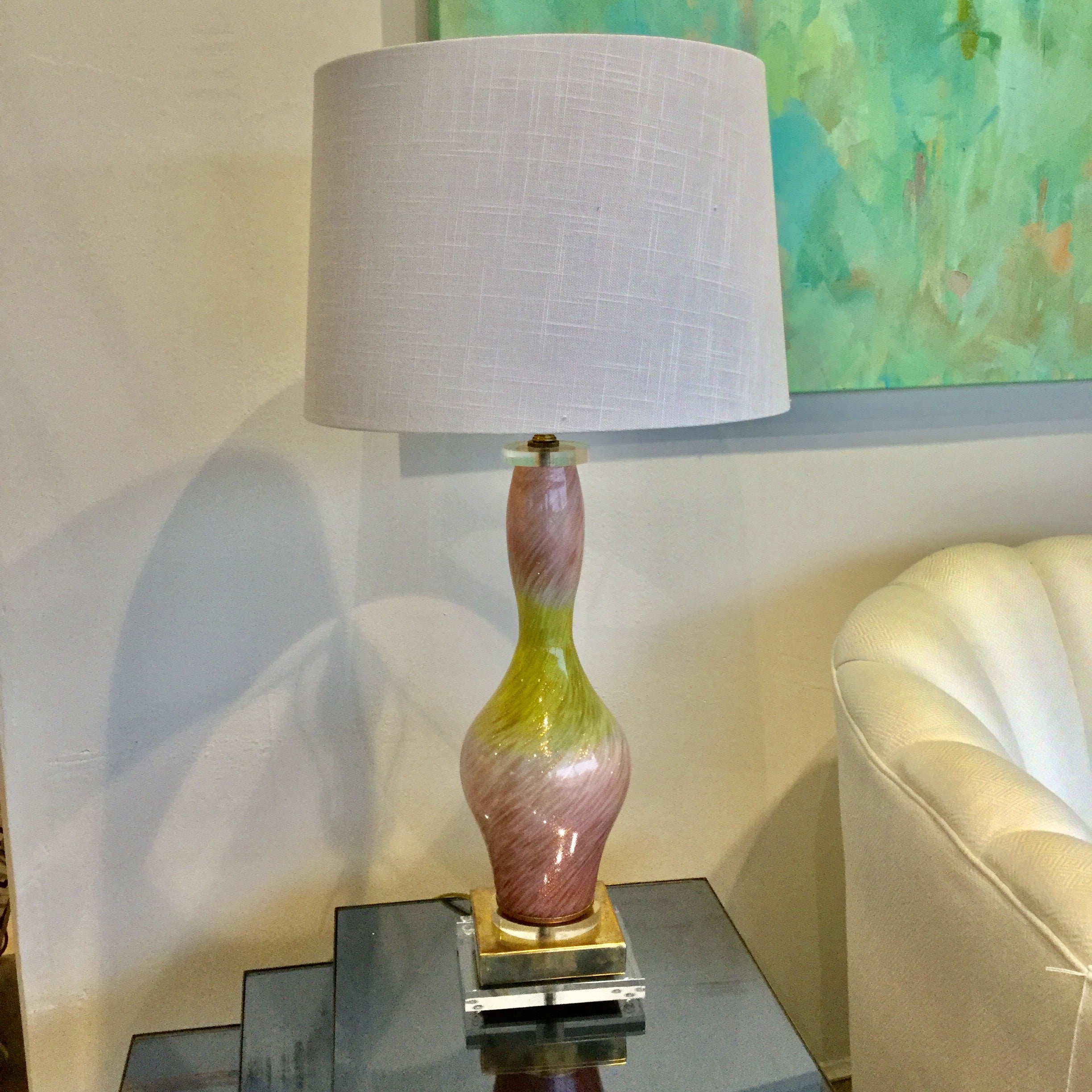 glass lamp pink