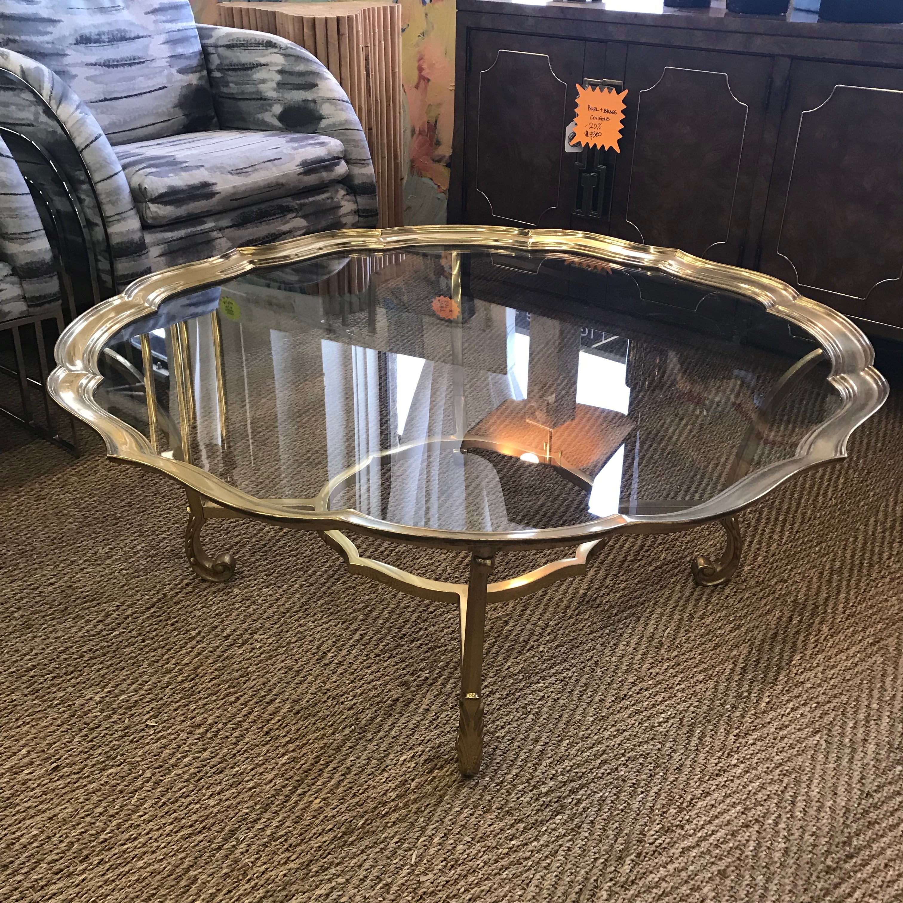 Vintage Italian Brass Coffee Table Park Eighth