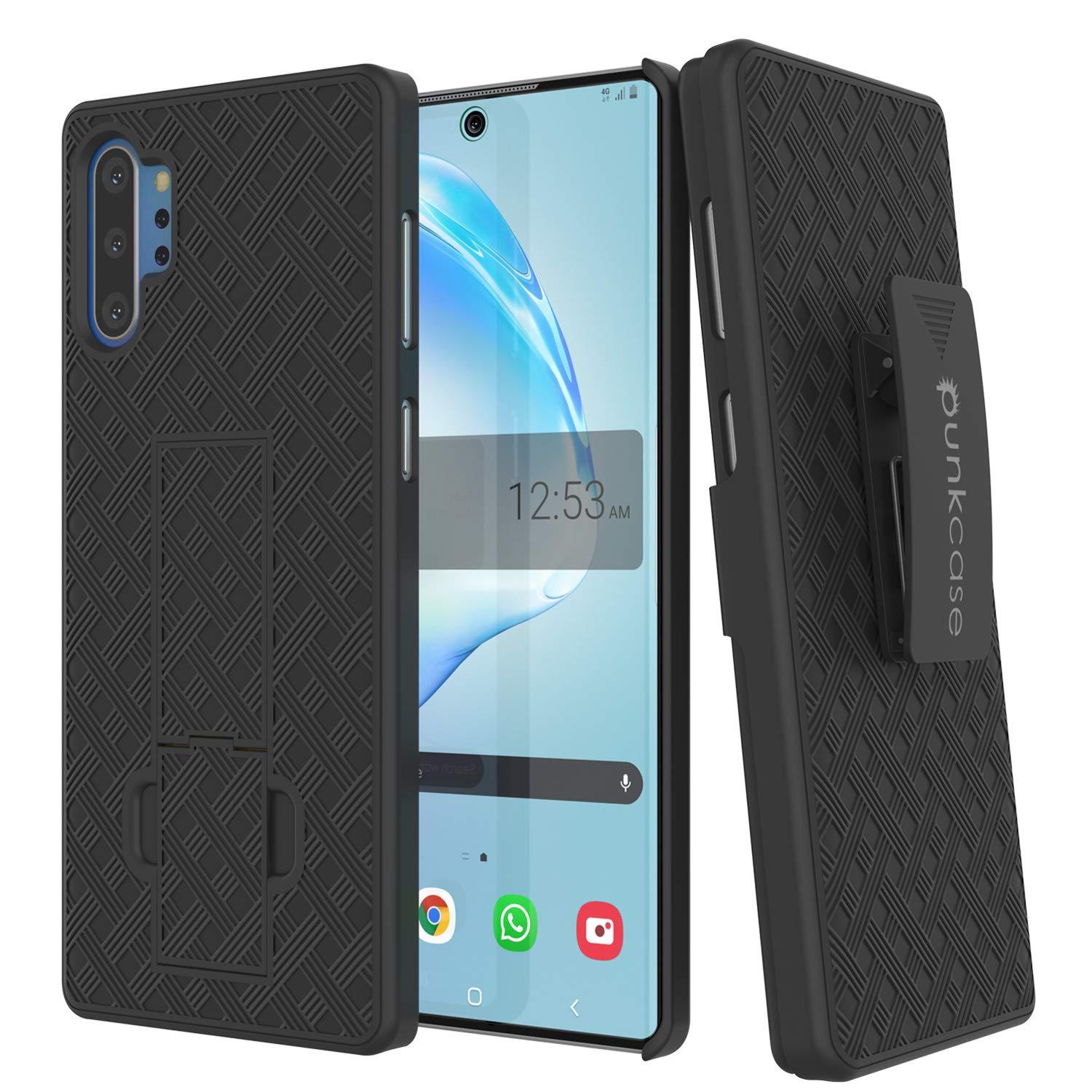 PunkCase Galaxy Note 10+ Plus Case with Screen Protector, Holster Belt Clip & Built-in Kickstand [Black]