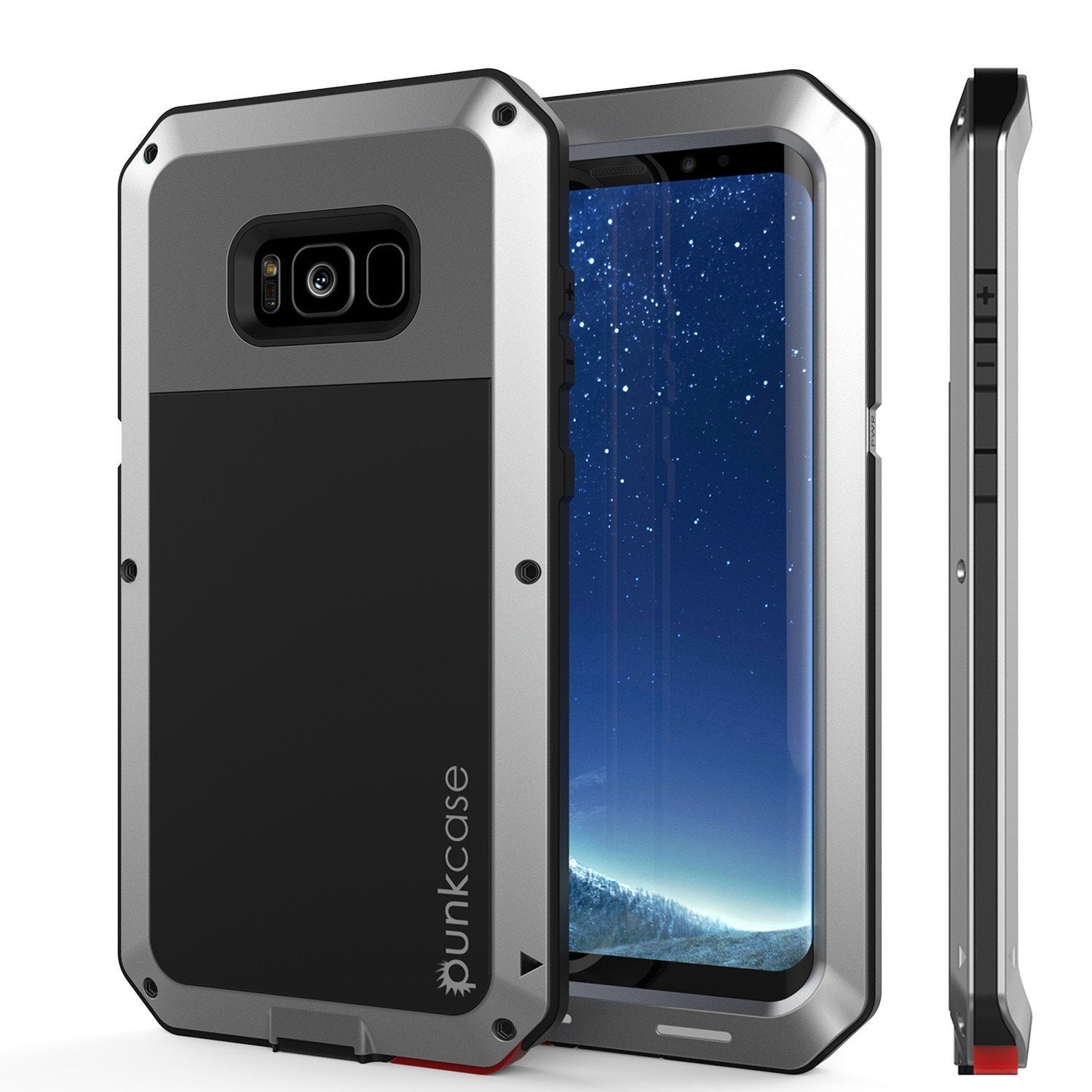 Galaxy Note 8 Case, PUNKcase Metallic Silver Shockproof Slim Metal Armor Case