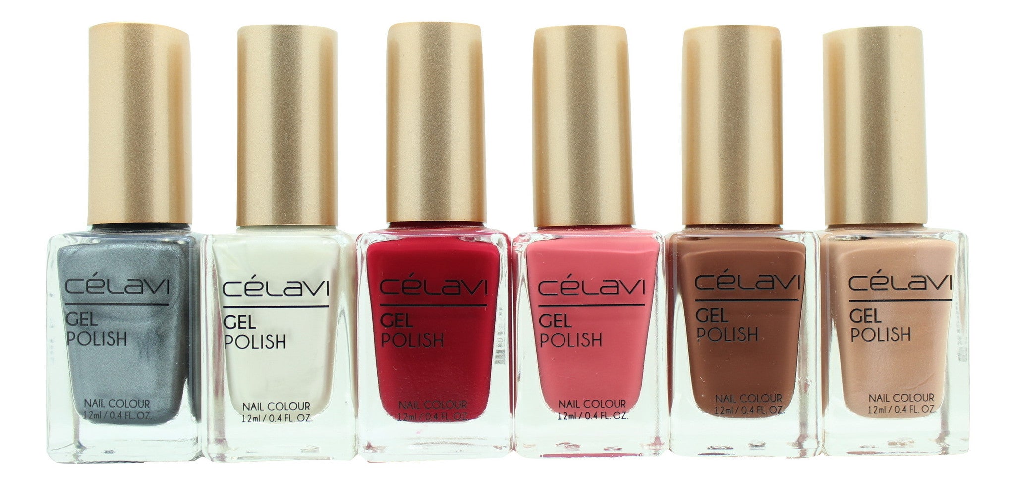 Gel Nail Polish Lacquer 6 Piece Collection Set Celavi Beauty