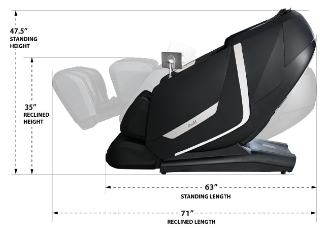 osaki kairos side and recline dimentions