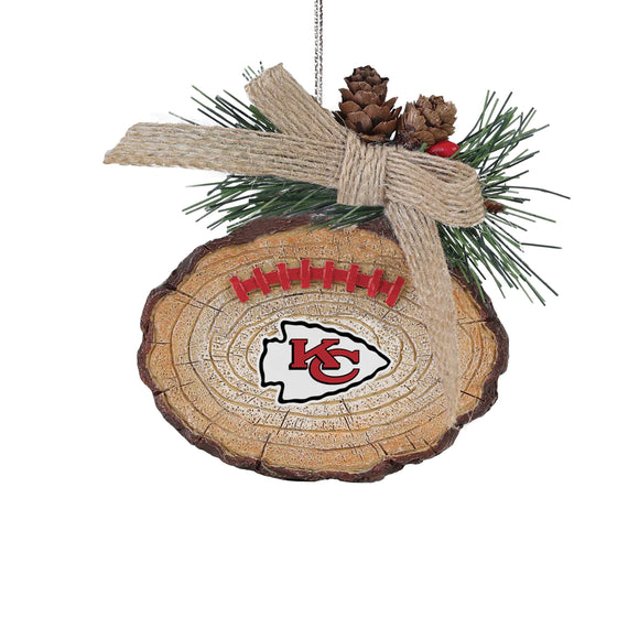Kansas City Chiefs Ball Stump Tree Ornament NFL Football by Forever Collectibles