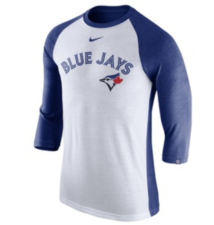 Men's Toronto Blue Jays Nike White/Navy Tri-Blend Raglan 3/4-Sleeve T ...