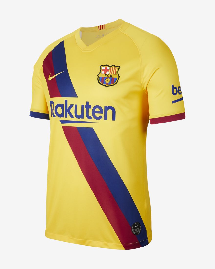 Men's 2019/20 Team Barcelona Football Club Away Yellow Stadium Officia ...