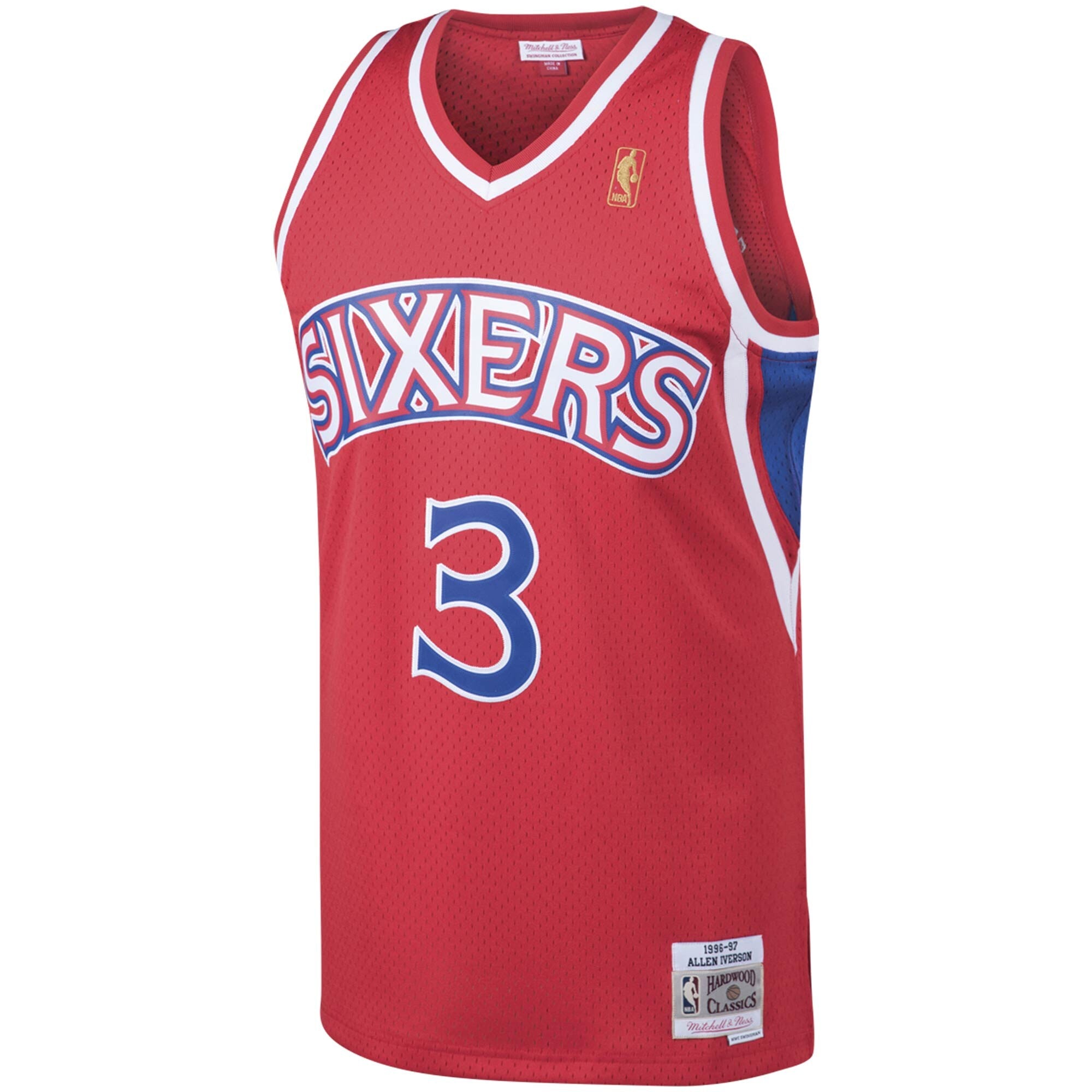 Mens Mitchell And Ness Allen Iverson Red Philadelphia 76ers Hardwood Cl