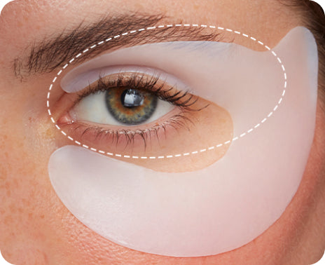 A Retinol Eye Lift Patch around the eye with a circle on the eyelid