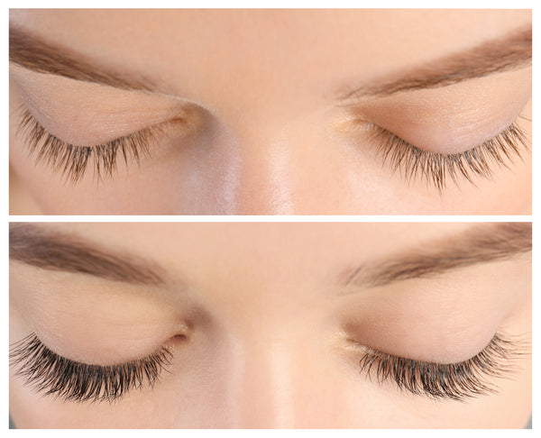 Before and after of eyelash extension treatment done by lash tech. Cartel Lash