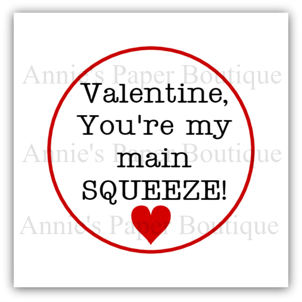 Valentine, You're My Main Squeeze Print & Punch Tags Printable