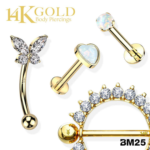 Classic 14k Gold body piercing jewelry from bm25.com