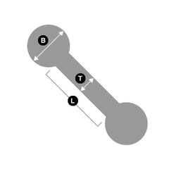 To measure the length of the straight barbell, you will need caliper. Using the caliper, measure the space between the balls on both ends of the bar, while keeping both ball ends on. The ball diameter is always measured from both sides of the ball itself. It is recommended that you use a caliper, to measure the thickness while pinching both sides to find the gauge.