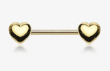 Golden Classic Fluffy Heart Steel Nipple Barbell with rounded fluffy golden hearts on each end that really shine. 