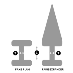 Fake plugs and tapers are measured at the thickest part of the plug or taper meaning the wearable length.