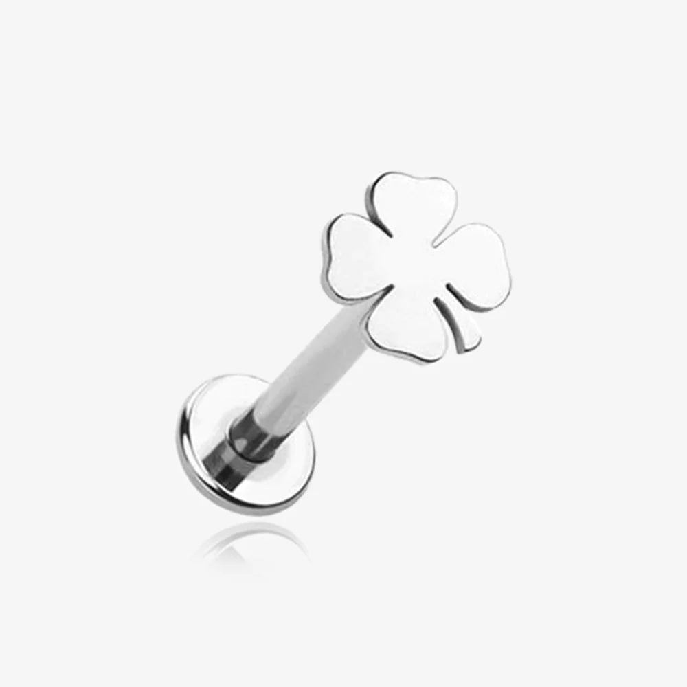 Lucky Shamrock labret in silver from bm25.com